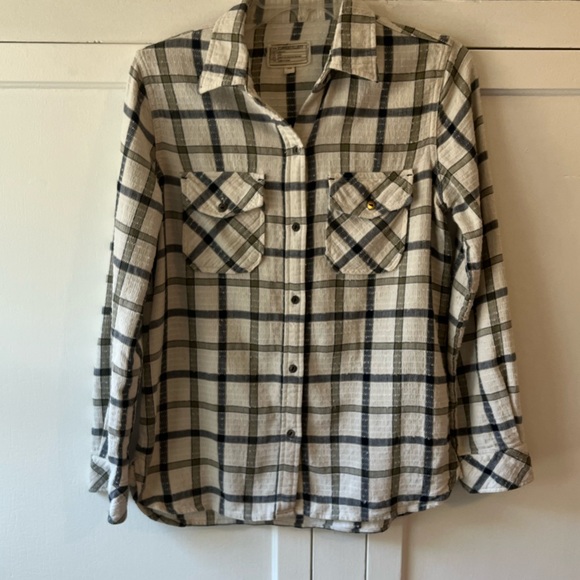 Current Elliott The Perfect Shirt in Gable Green Woodland Small - Picture 3 of 10